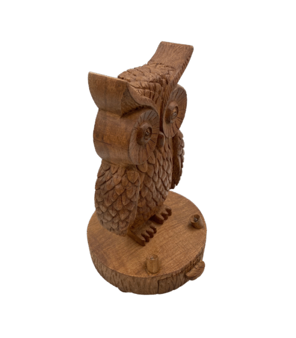 Hand-Carved Owl Lamp & Jewelry Holder - Image 3