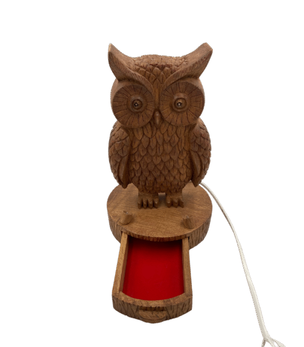 Hand-Carved Owl Lamp & Jewelry Holder - Image 4