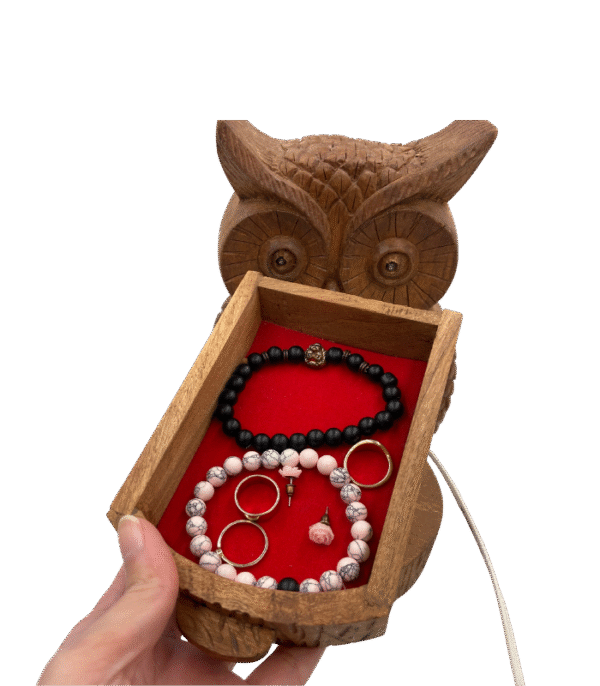 Hand-Carved Owl Lamp & Jewelry Holder - Image 5
