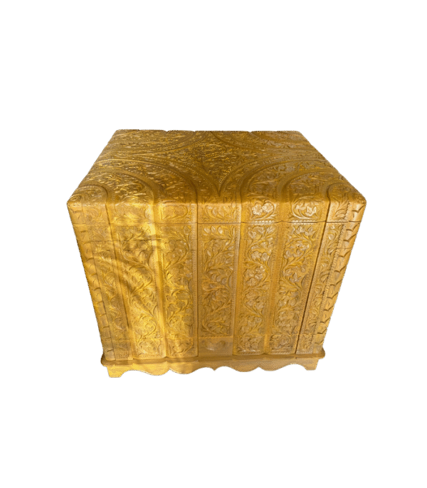 Handcarved Wooden Chest Storage Box with Drawer - Image 2