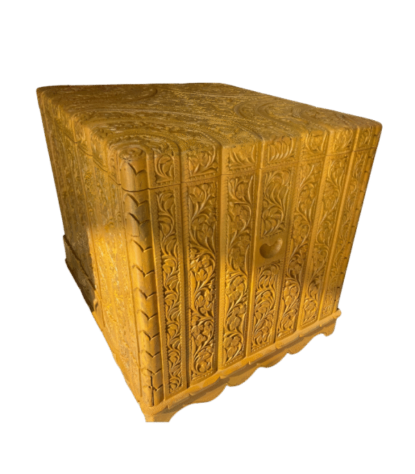 Handcarved Wooden Chest Storage Box with Drawer