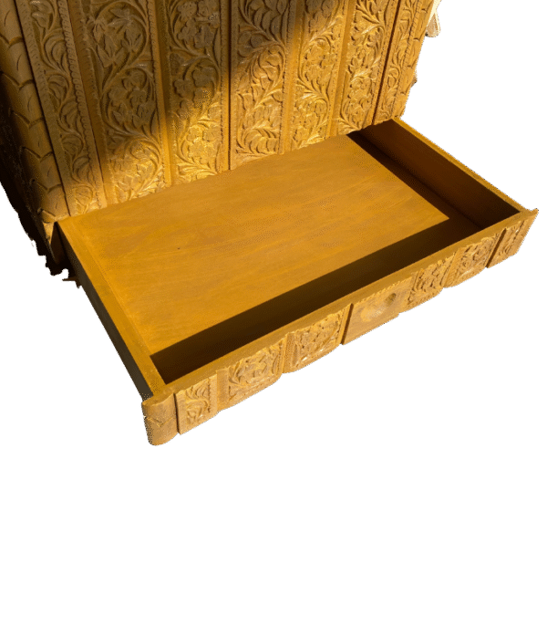 Handcarved Wooden Chest Storage Box with Drawer - Image 3