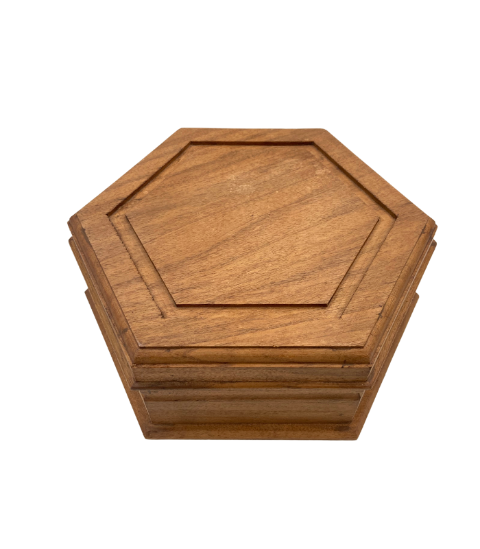 Personalized Hand-Carved Hexagonal Wooden Jewelry Box